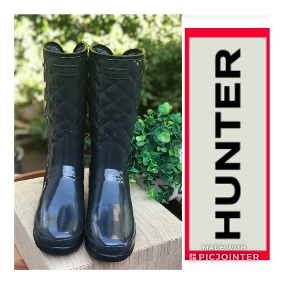 Hunter Shoes - Hunter🔴Refined Gloss Quilt mid calf Sz 8